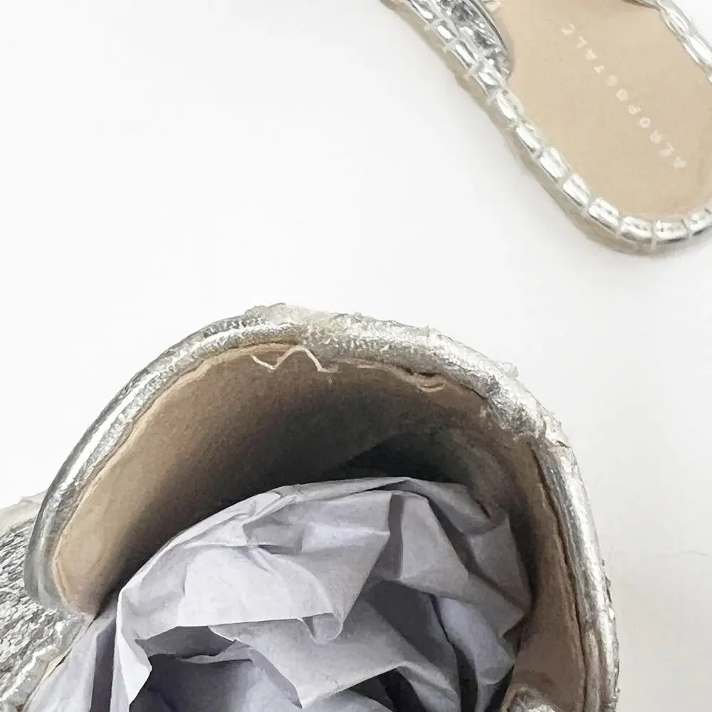 AEROPOSTALE Slip-On Espadrille Flats Round Toe Metallic Glitter Silver Size 10